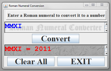 Program For Roman Calculator